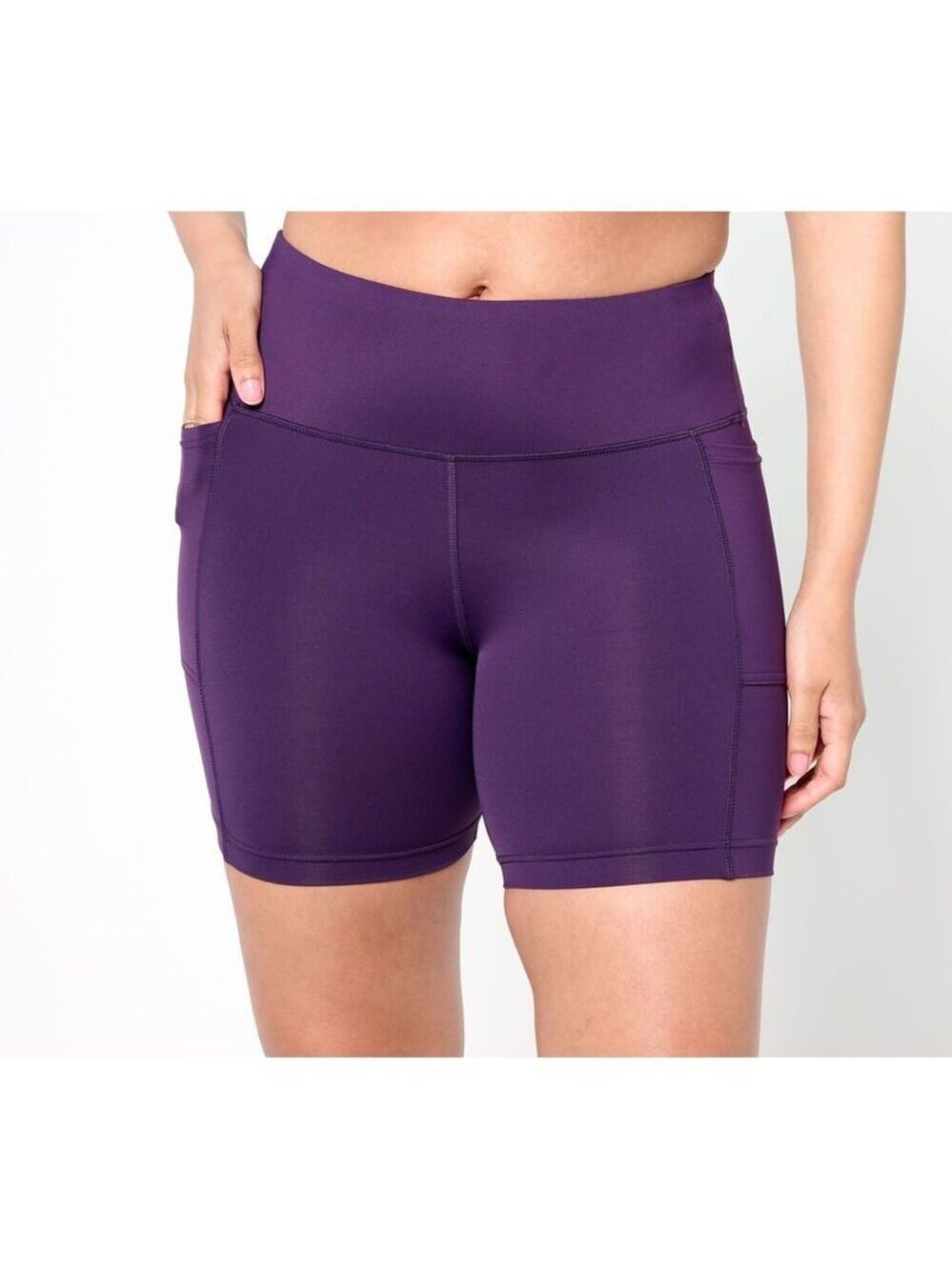 Lands' End Purple High-Waist Active Bike Shorts NWT